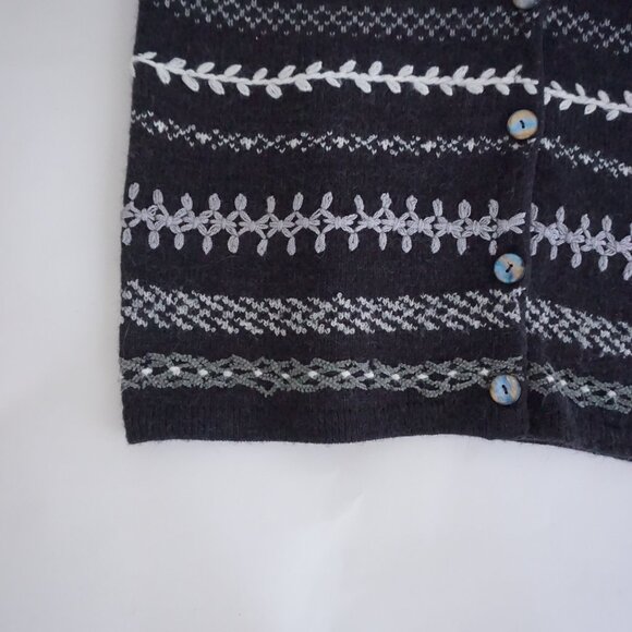 VTG Jacklyn Smith Black White Knit Tribal Print Geometric Vest Grandmacore L - Picture 6 of 10